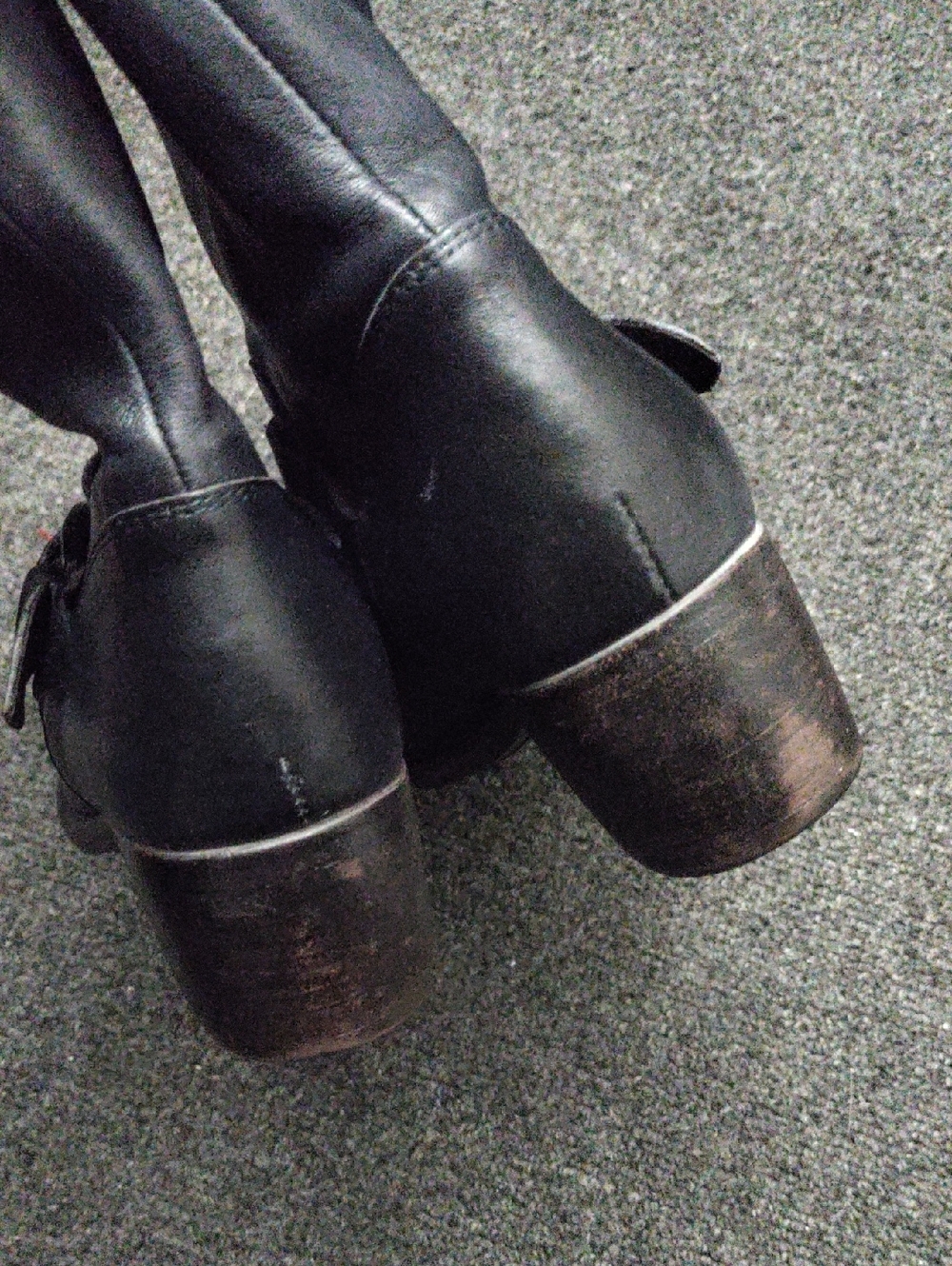 UGG Collection "Conchetta" Navy Blue Leather Moto/Combat Boots - Picture 5 of 8